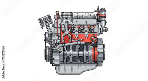 Detailed Engine Illustration: Internal Combustion Power.