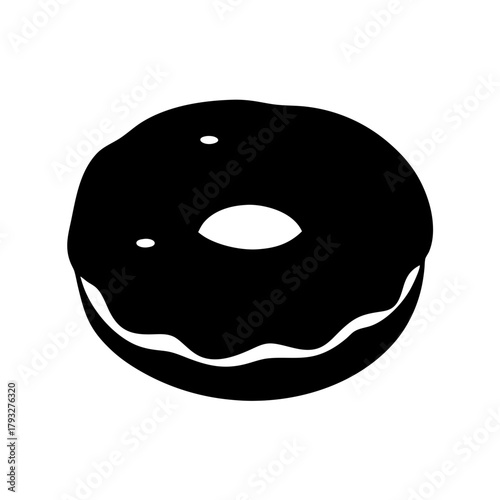 Donut silhouette with glaze icon simple black design