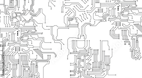 Digital technology concept. Top view of electronic motherboard as background. Illustration
