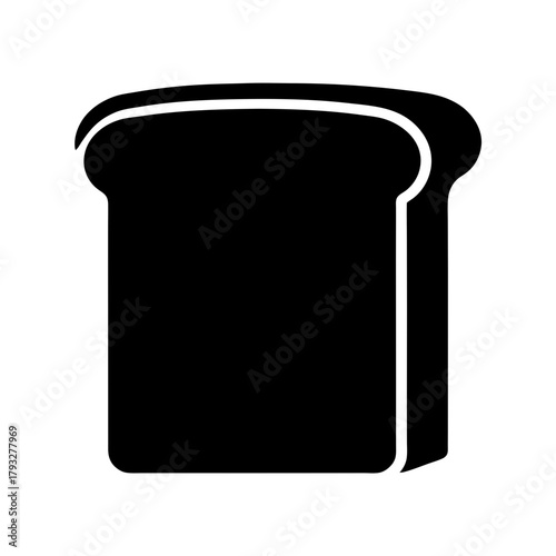 Minimalist black silhouette icon of a slice of bread