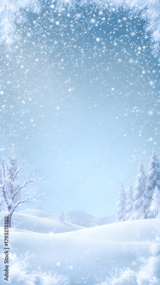 Fototapeta premium Snowy Mountain Background - Winter Landscape Illustration with Frosty Hills and Copy Space