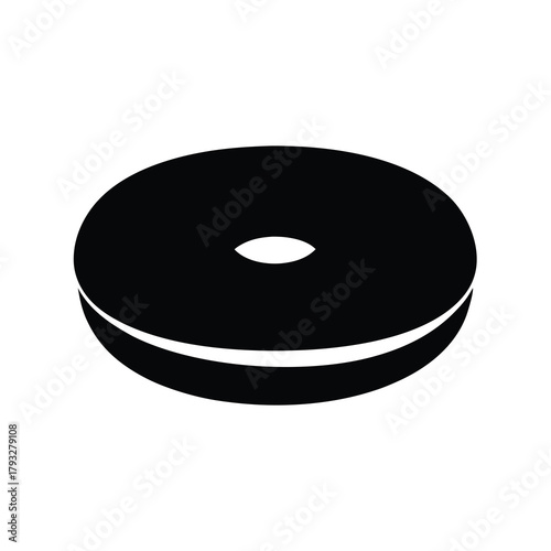 Simple solid black flat disc icon with central hole