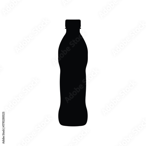 Silhouette of a plastic beverage bottle vector icon