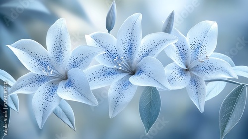 Delicate light-blue lilies in soft focus