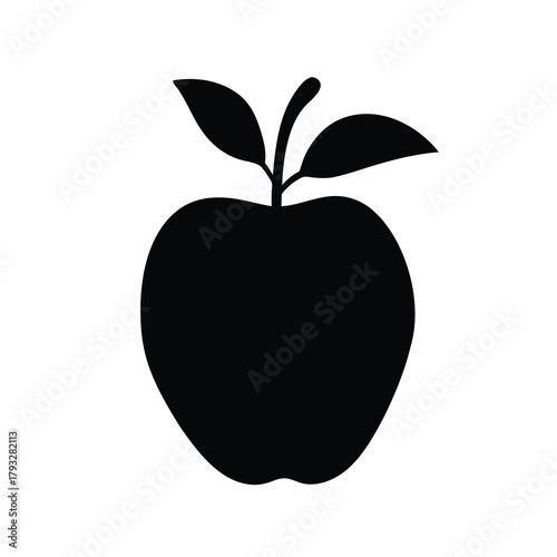 Single black apple silhouette icon simple graphic symbol