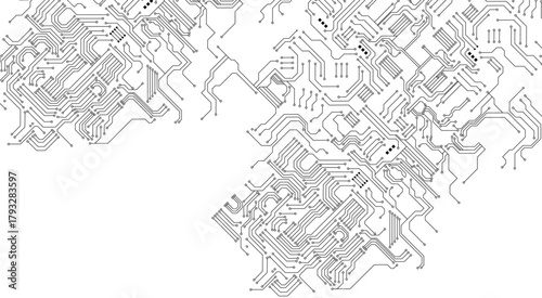 Creative white circuit wallpaper with copy space. Technology and computing concept. Vector circuit and communication concept for technology background. 
