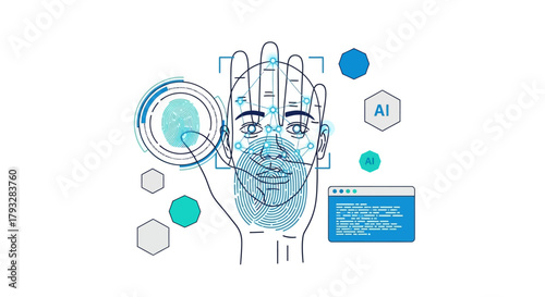 AI Facial Recognition Technology Concept Illustration.