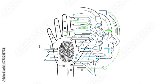 Hand and Face Diagram: Exploring Human Anatomy and Connections.