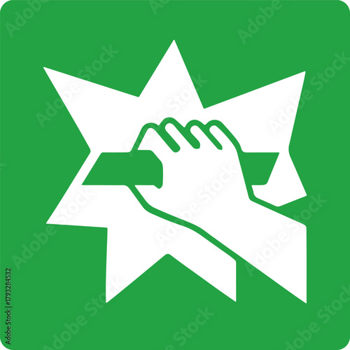 green sign emergency equipment break glass to access escape route or fire alarm