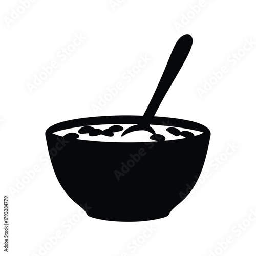 Graphic icon representing a bowl of food with spoon