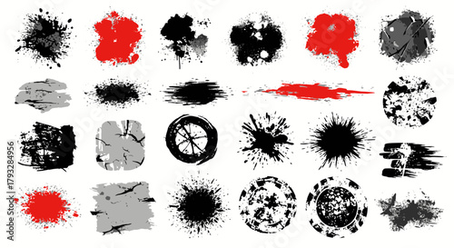 Abstract Ink Splatter and Paint Stroke Collection.