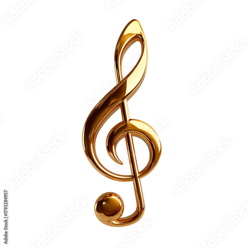 Glossy gold music note symbol isolated on transparent White background png