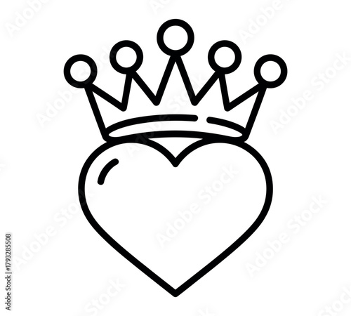 Symbol of love and royalty, a heart adorned with a regal crown, representing devotion and cherished status.