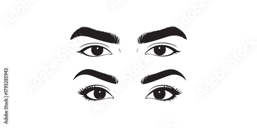 man and woman isolated vector eyes and eyebrows silhouette illustration
 white background