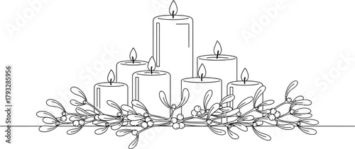 Candles mistletoe christmas holiday winter festive celebration decoration light