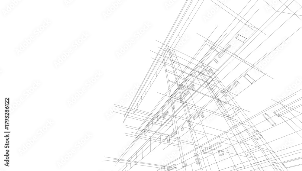 Fototapeta premium Architectural drawings vector 3d illustration