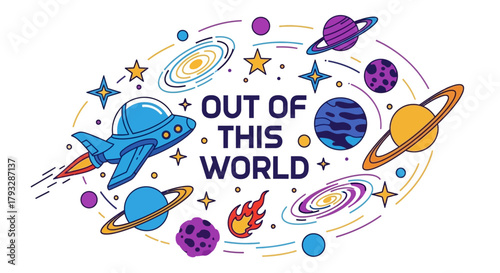 Out of This World Space Adventure with Planets and Spaceship.