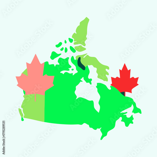 canada map simple flat color vector artwork