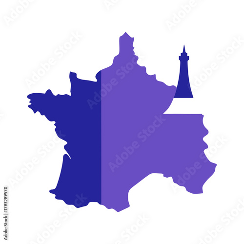 france map clean flat color vector design