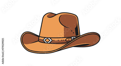 Classic Brown Cowboy Hat with Decorative Band Isolated.