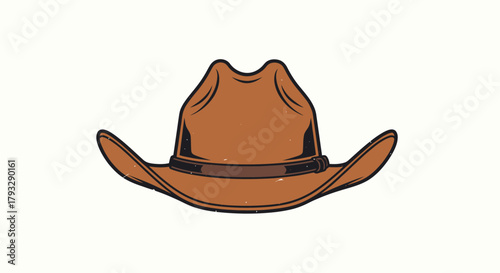 Brown Cowboy Hat Illustration on White Background.