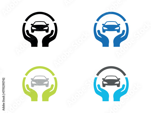 Car protection concept with hands and shield