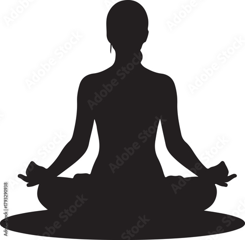 Woman In Lotus Position Meditating Against Transparent Backdrop In Yoga Asana For Inner Peace And Relaxation Seeking Serenity With Mindful Spiritual Practice Silhouette