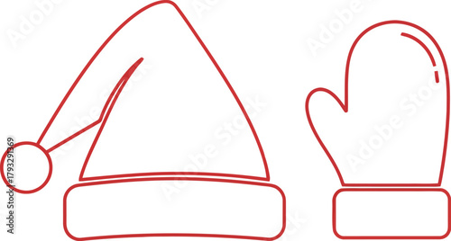 Santa hat mitten christmas winter holiday festive season december cold xmas red