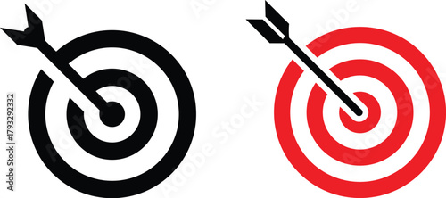 Target icon set.Target Line Icon Design, Editable Stroke, Pixel Perfect, Stock Illustration. Goal symbol collection. Simple target with arrow. Darts icon. Hitting the bullseye icon line and flat style