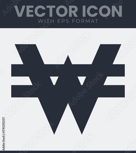 South korean won currency exchange symbol vector icon, skw money transaction finance graphic