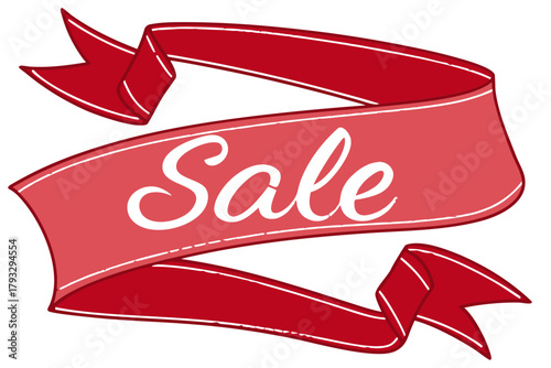 Glossy red folded sale ribbons set