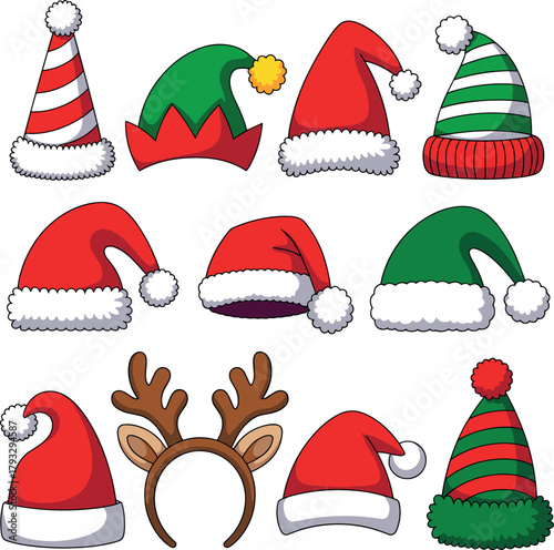 Christmas hats and reindeer antlers collection santa hat