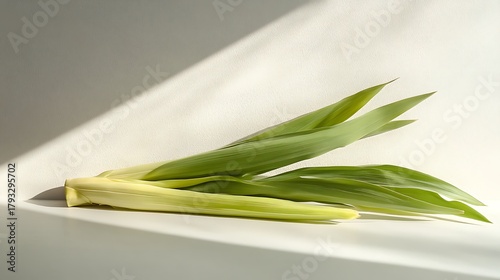 A tiny grouping of corn ears stacked softly on the side, background left empty and fresh 