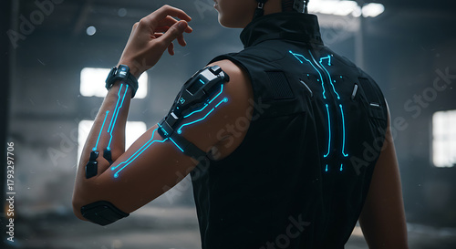 Futuristic Cyberpunk Character with Augmented Arm