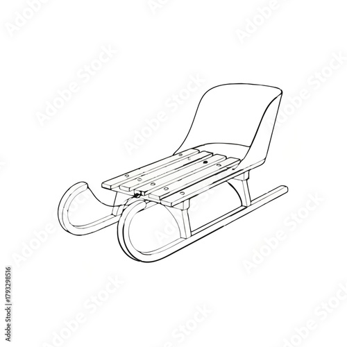 Sled Illustration Isolated on White

