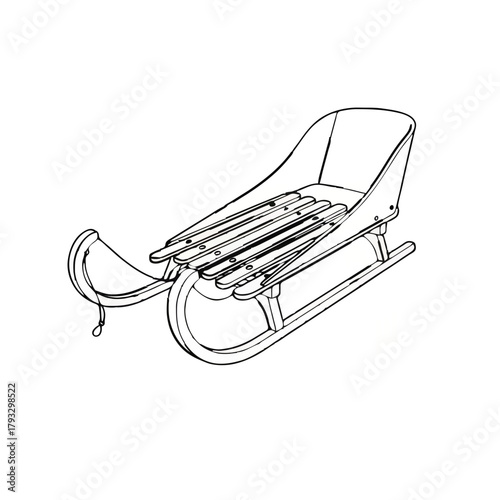 Sled Illustration Isolated on White

