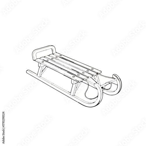 Sled Illustration Isolated on White

