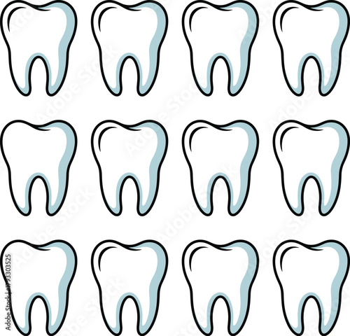 Set of Clean Tooth Icons Dental Care Symbols Collection