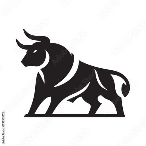 charging bull vector silhouette clip art logo design illustration. abstract bull icon set collection