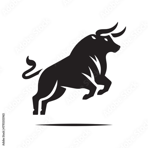 charging bull vector silhouette clip art logo design illustration. abstract bull icon set collection