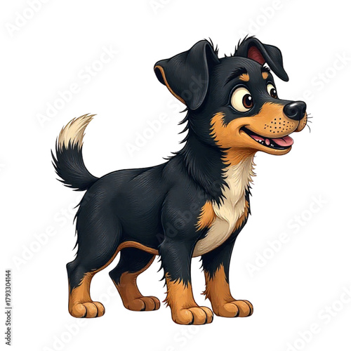Standing Charlie Dog with Black and Tan Fur vector