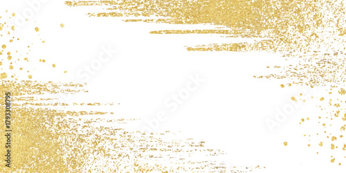 Grunge gold frame on white background. Gold grunge overlay on white background. 