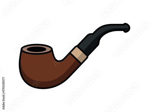 A brown tobacco pipe with a black mouthpiece is depicted against a white background.
