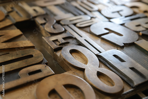 Antique letterpress printing blocks.
