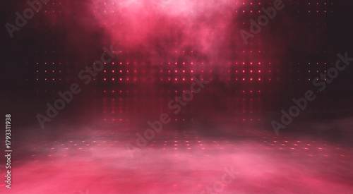 Empty stage with bright red...