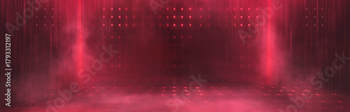 Empty stage with bright red...
