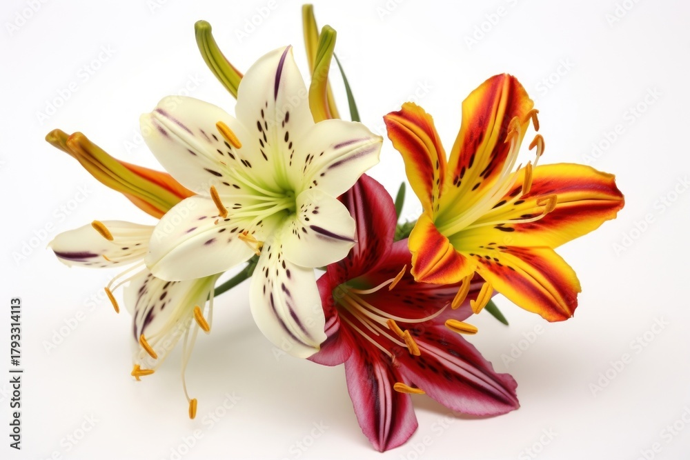 Naklejka premium Inca lily flower plant white.