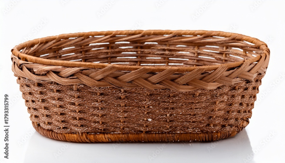 Obraz premium Brown Color Woven Textured Isolated On White Background Basket Made Of Willow Twigs Or Garden Furniture Weave Texture Or Weave Pattern
