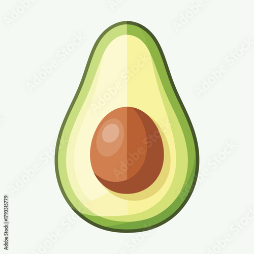 Fresh avocado halved showing green flesh and brown seed