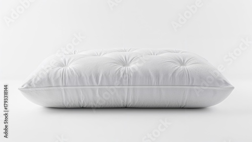 A white cushioned pillow or cushion with tufted details, Soft and plush, suitable for bedding or lounging.